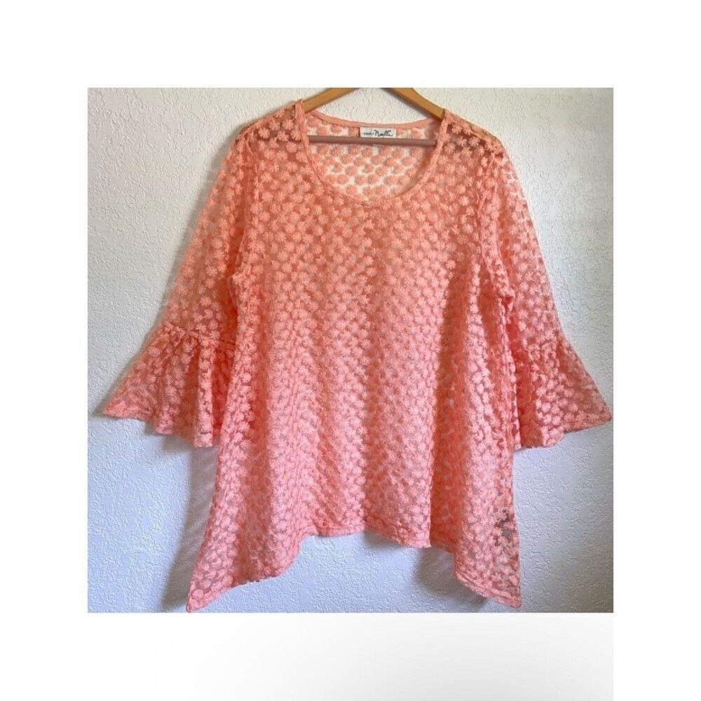 Simply Noelle Floral Embroidery Sheer Blouse